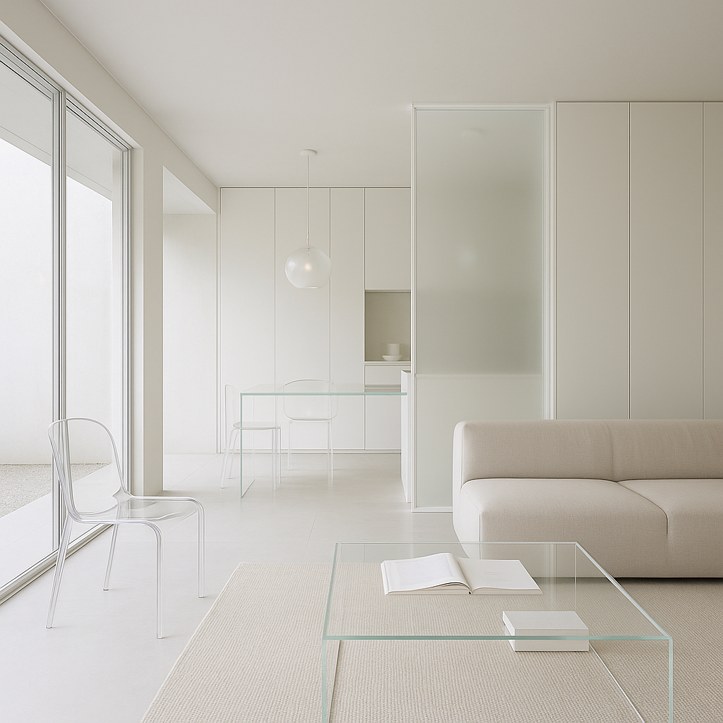 Прозрачный интерьер с мягким светом