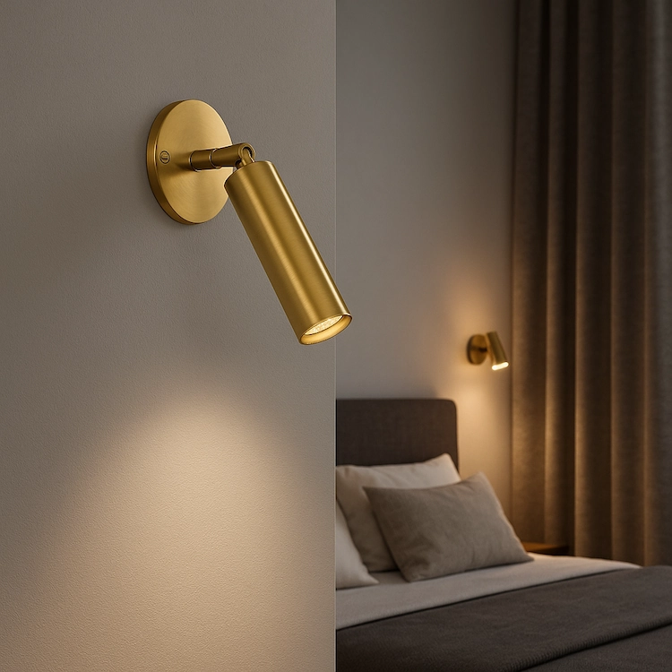 светодиодный светильник спот из натуральной латуни с повоторным механизмом