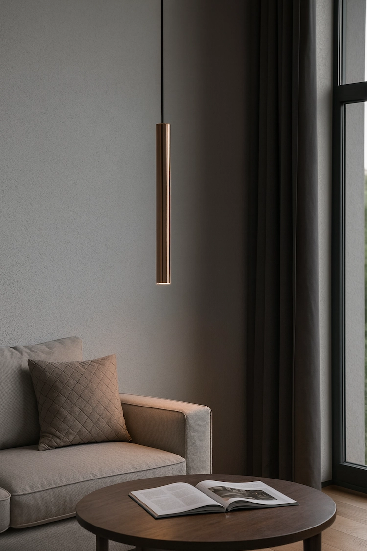 подвесной светильник трубочка из меди диаметром 50 мм и длиной 500 мм, артикул CO50500, бренд Almox